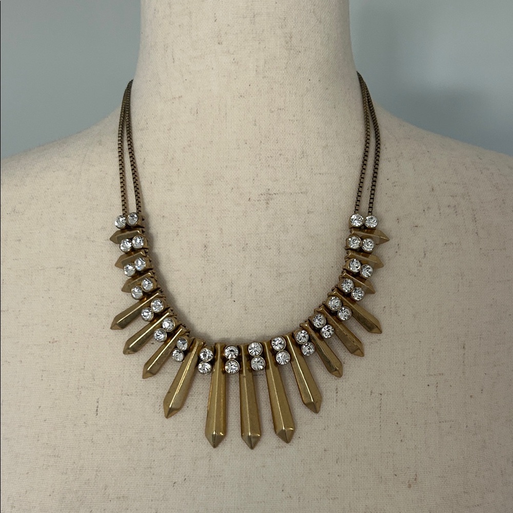 Vintage J. Crew Gold and Crystal Statement Necklace